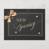 Modern Goud Lint Zwart NIEUW Opening Uitnodiging Briefkaart (Voorkant)