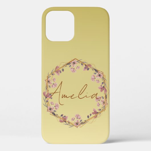 Modern goud Luxe typografie bloemenmotief waterver Case-Mate iPhone Case (Achterkant)