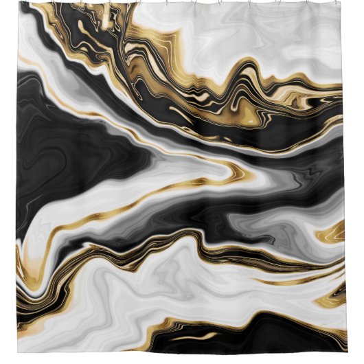 Modern Goud Marmer Schilderen Esthetisch Douchegordijn (Voorkant)