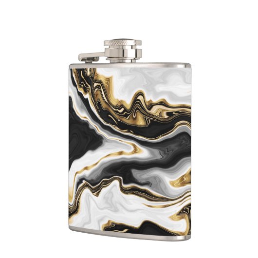 Modern Goud Marmer Schilderen Esthetisch Heupfles (Links)