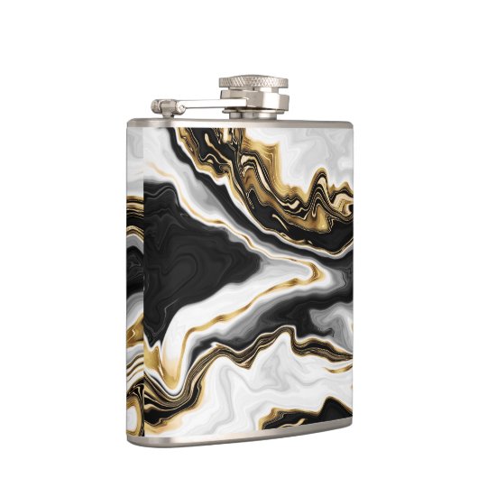 Modern Goud Marmer Schilderen Esthetisch Heupfles (Rechts)