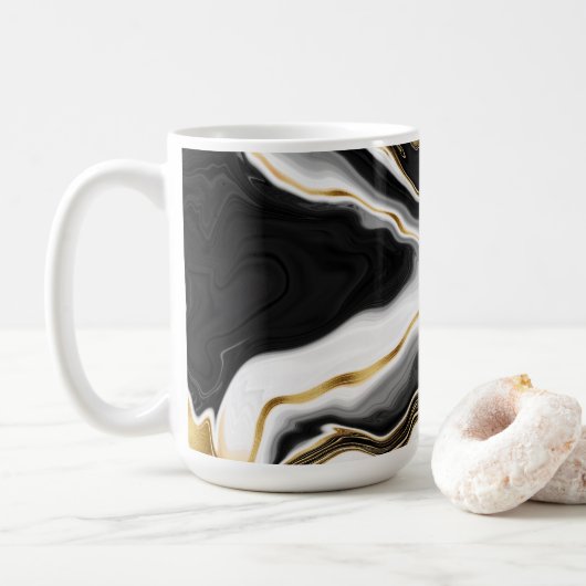 Modern Goud Marmer Schilderen Esthetisch Koffiemok (Met donut)