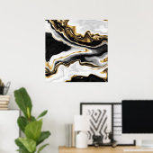 Modern Goud Marmer Schilderen Esthetisch Poster (Thuiskantoor)