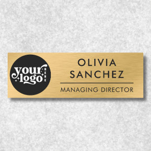 Modern Goud Metallic Business Logo Naam Tag