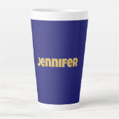 Modern Goud Midnight Blue Kleur Plain Uniek Latte Mok (Voorkant)