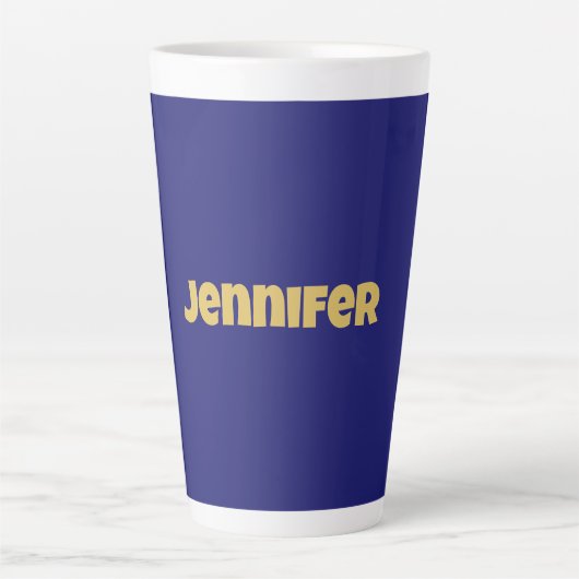 Modern Goud Midnight Blue Kleur Plain Uniek Latte Mok (Voorkant)