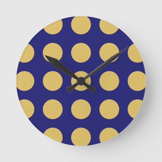 Modern Goud Midnight Blue Kleur Plain Uniek Ronde Klok (Voorkant)