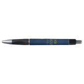Modern Goud Monogram Logo Blauw Vierkantjes Patroo Pen (Voorkant)