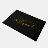 Modern Goud monogram Paar Naam Deurmat (Schuin)