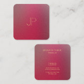 Modern Goud Monogram Structured Look Sjabloon Vierkante Visitekaartje (Voorkant / Achterkant)