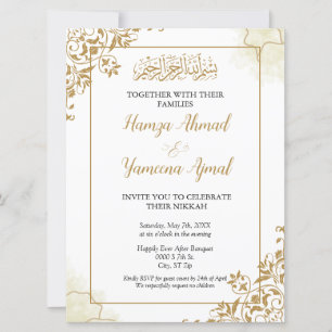 Modern Goud Moslim Islamitisch Bruiloft Nikkah Kaart