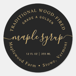 Modern Goud op Black Maple Syrup Label