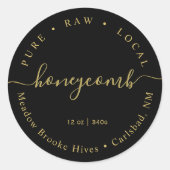 Modern Goud op Zwart Script Honeycomb Label (Voorkant)