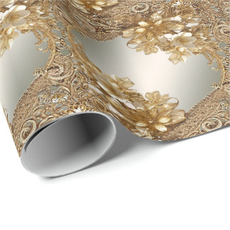 Modern goud ornament papier met bloemen