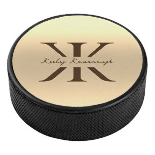 Modern Goud Professioneel Monogram K Elegant Hockey Puck