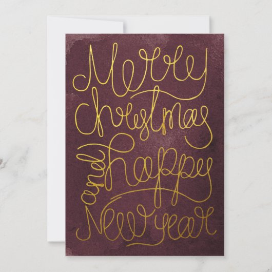 Modern Goud Prume Script Prettig Kerstfeest Nieuwj (Voorkant)