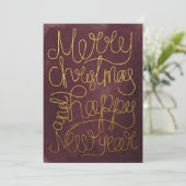 Modern Goud Prume Script Prettig Kerstfeest Nieuwj (Staand voorkant)