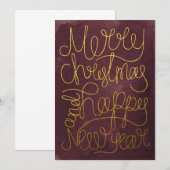 Modern Goud Prume Script Prettig Kerstfeest Nieuwj (Voorkant / Achterkant)