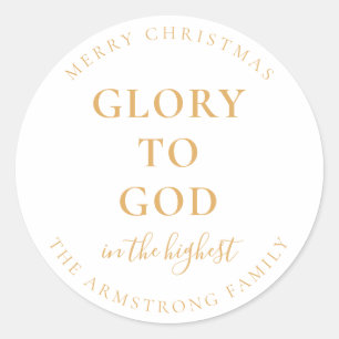 Modern Goud Religieus Kerstcadeau Ronde Sticker
