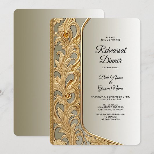 Modern Goud  repetitie diner Kaart (Voorkant / Achterkant)