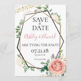 Modern Goud Roze Geometrisch Save the Date