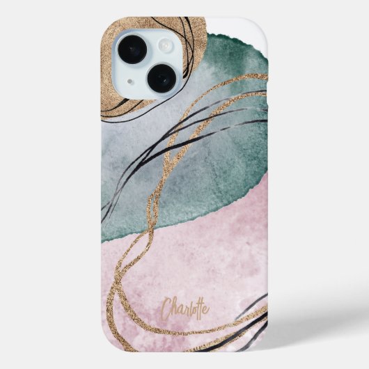 Modern goud roze groen faux glitter marmer Case-Mate iPhone case (Achterkant)