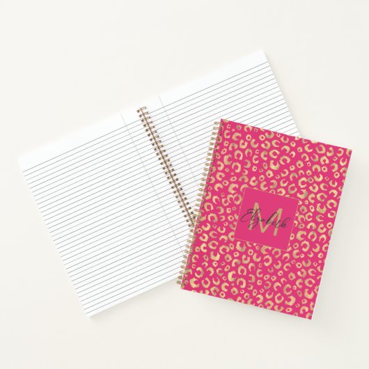 Modern goud roze luipaard print patroon notitieboek (Binnen)