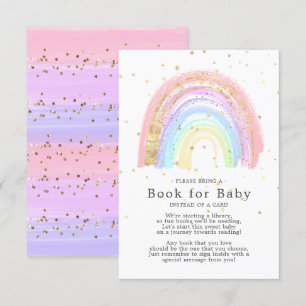Modern Goud Roze Regenboog Boek voor Baby Kaart