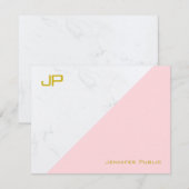 Modern Goud Roze Wit Marmer Eenvoudige Sjabloon (Voorkant / Achterkant)