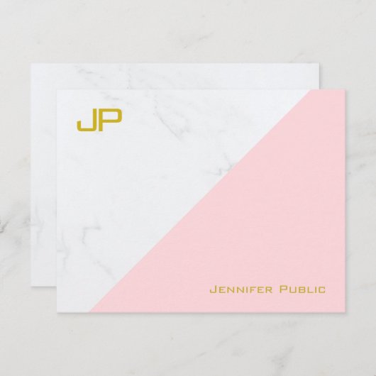 Modern Goud Roze Wit Marmer Eenvoudige Sjabloon (Voorkant / Achterkant)