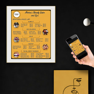 Modern Goud Salon Merk Logo & Foto's Prijslijst Poster