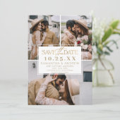 Modern goud save the date 3 foto's grid collage (Staand voorkant)