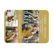 Modern Goud Save the Date Bruiloft 3 Foto's Magneet (Horizontaal)