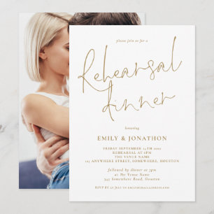 Modern Goud Schrijven Foto Wedding Repetitie Diner Kaart