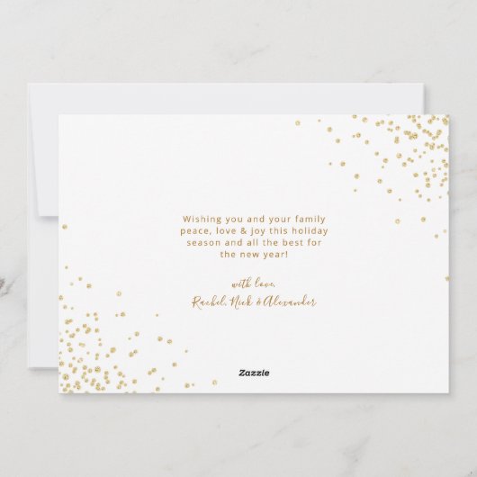 Modern Goud Script 3 Multi Photo Christmas Feestdagenkaart (Achterkant)