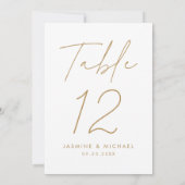 Modern Goud Script Bruiloft Tafel Nummer Kaart (Achterkant)