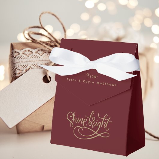 Modern Goud Script Eenvoudig Elegant Wijn Rood Bedankdoosjes