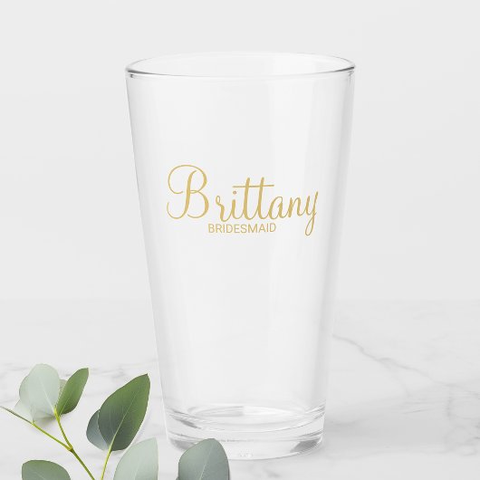 Modern Goud Script Gepersonaliseerde bruidsmeisjes Glas