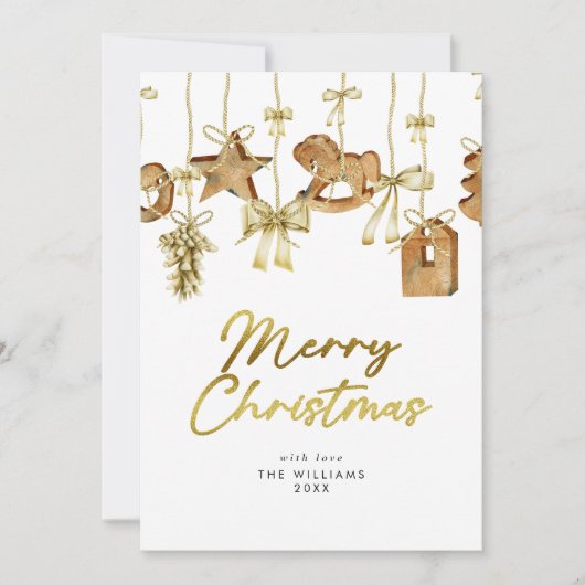 Modern Goud Script Kerstspeelgoed Feestdagenkaart (Voorkant)