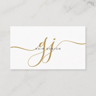Modern Goud Script Monogram Initialen Haar Stylist Visitekaartje