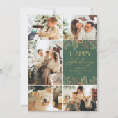 Modern Goud Script Multi Photo Holiday Kaart (Voorkant)