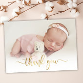 Modern Goud Script Newborn Baby Foto Dank u Bedankkaart