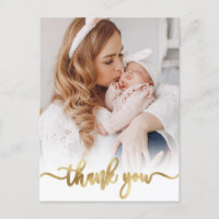 Modern Goud Script Newborn Baby Foto Dank u