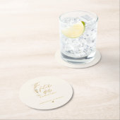 Modern Goud Script Typografie Bruiloft Ronde Kartonnen Onderzetter (Insitu)