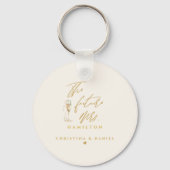 Modern Goud Script Typografie Bruiloft Sleutelhanger (Voorkant)
