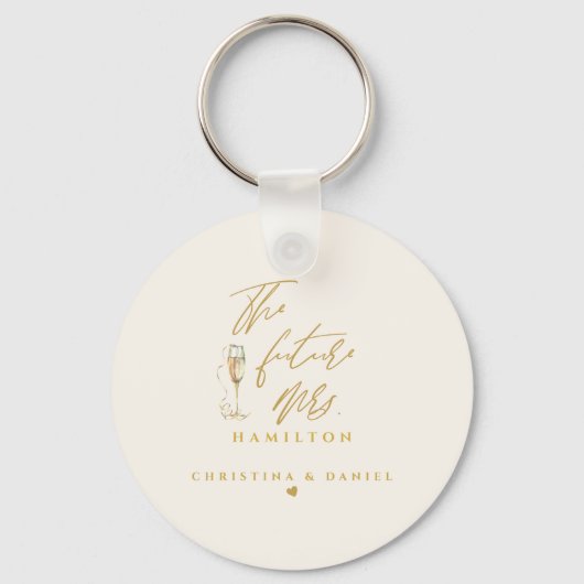 Modern Goud Script Typografie Bruiloft Sleutelhanger (Voorkant)