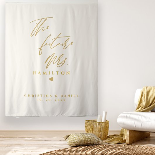 Modern Goud Script Typografie Bruiloft Wandkleed