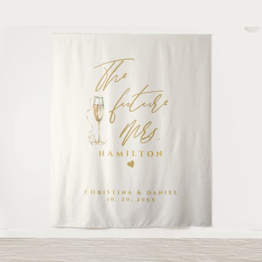 Modern Goud Script Typografie Bruiloft Wandkleed (Voorkant)