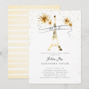 Modern Goud Vuurwerk Eiffel Paris Vrijgezellenfees Kaart