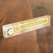 Modern goud & wit agaat geode monogram | naambordje (Zijkant)